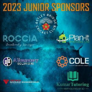 A poster showing our thanks to our 2023 Junior sponsors with logos